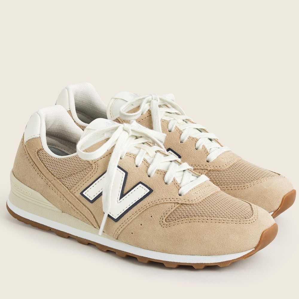 j.crew x new balance 996 sneaker / sand and ivory / size 8.5